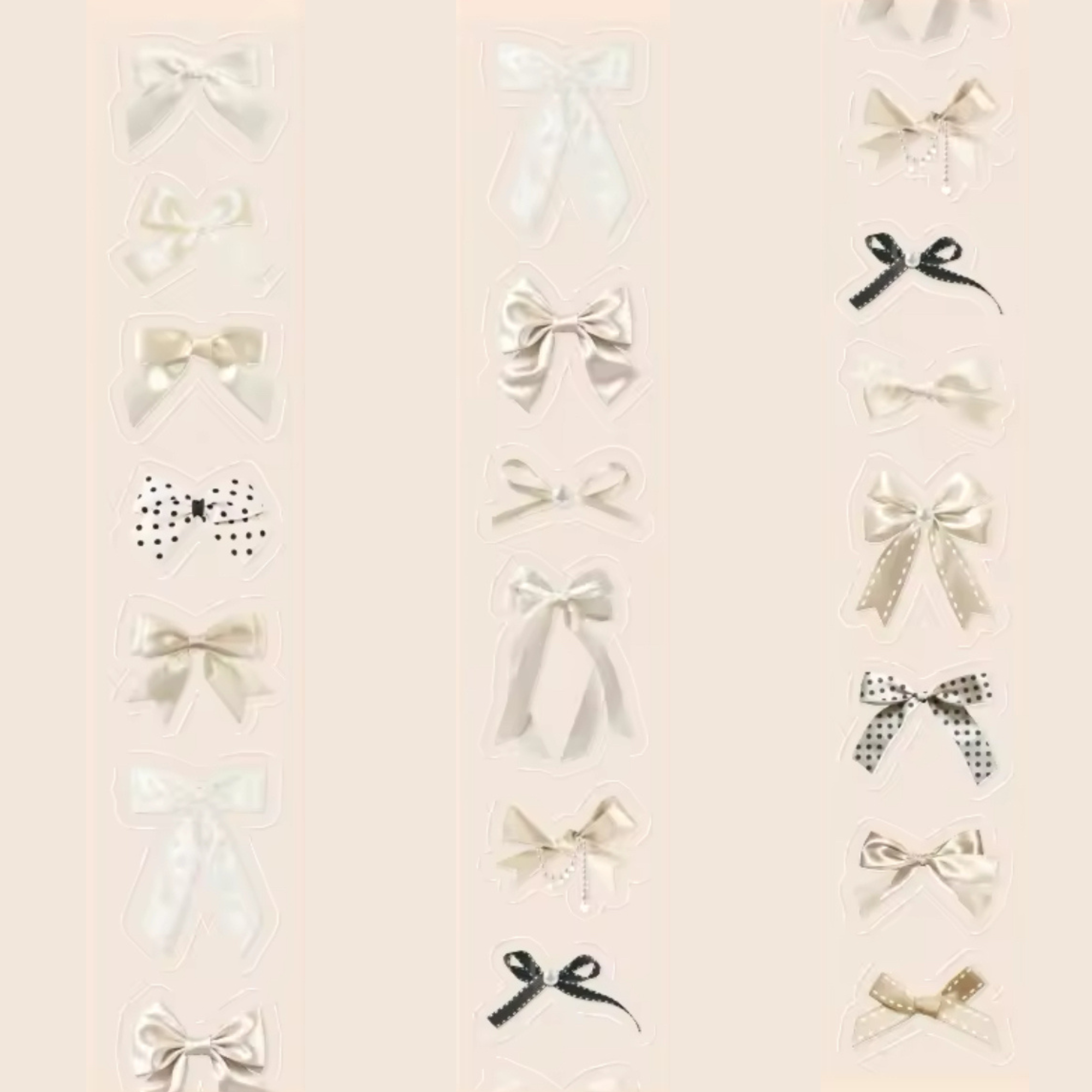 Cream & Black Bows - Kiss Cut Washi Tape